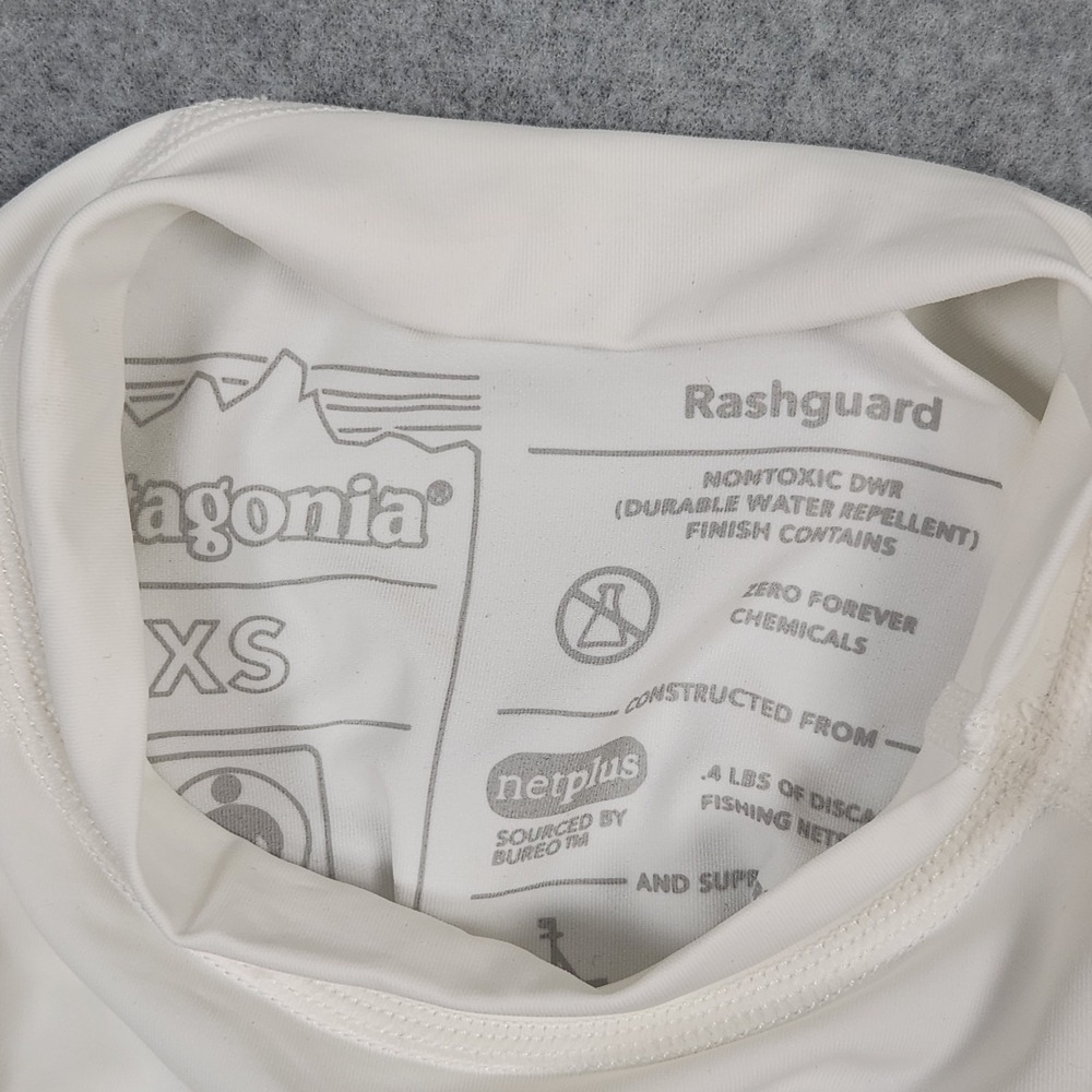 Patagonia Rashguard XS White Ro Top Logo 40+ UPF Sun Protection Athletic - Picture 3 of 16